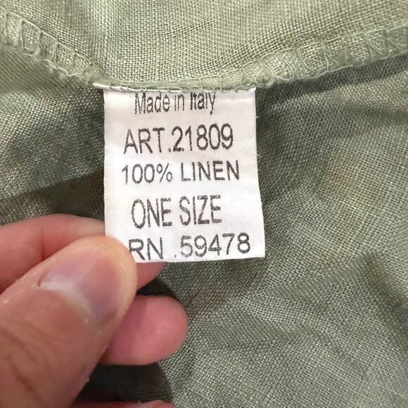 Valentina Naldi Italy OpenFront Linen Crochet Kimono Jacket Womens OS Sage Green - Picture 7 of 10